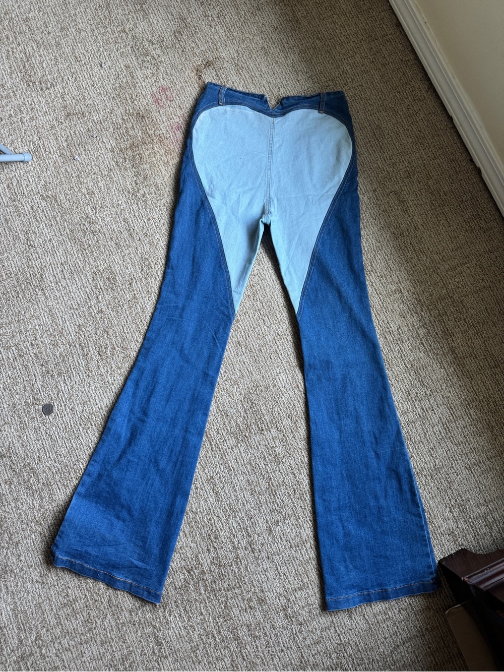 Rehab Two-Tone Blue Heart Back Flare Jeans